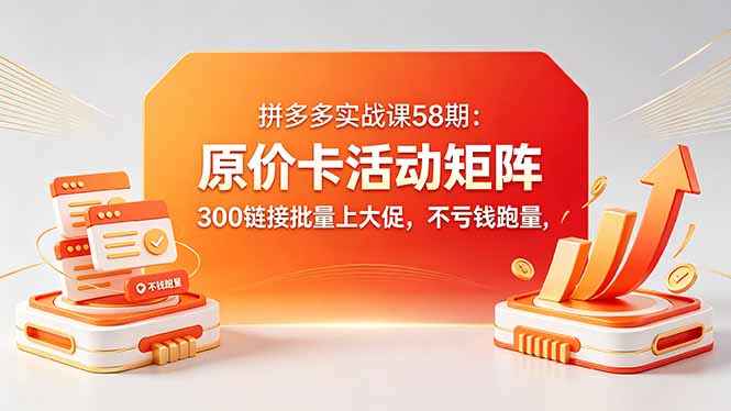 拼多多实战课58期：原价卡活动矩阵，300链接批量上大促，不亏钱跑量-小艾项目网