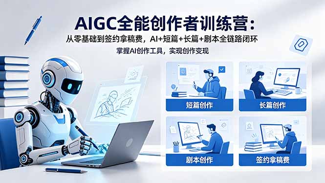 AIGC全能创作者训练营：从零基础到签约拿稿费，AI+短篇+长篇+剧本全链路闭环-小艾项目网