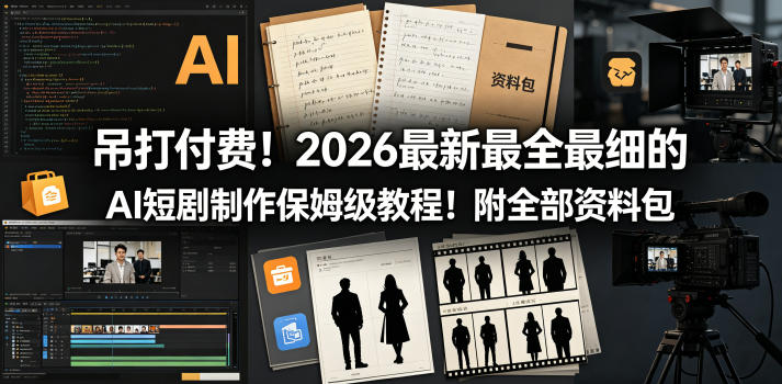 吊打付费！2026最新最全最细的AI短剧制作保姆级教程！附全部资料包-小艾项目网