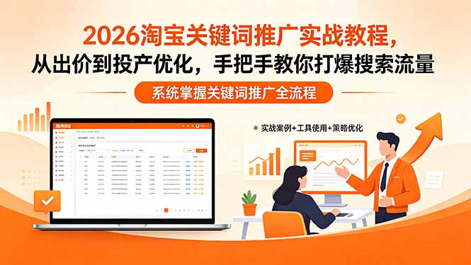 2026淘宝关键词推广实战教程，，从出价到投产优化，手把手教你打爆搜索流量-小艾项目网