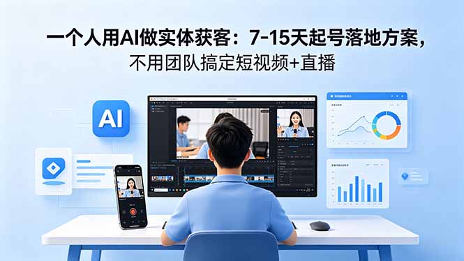 一个人用AI做实体获客:7-15天起号落地方案,不用团队搞定短视频+直播-小艾项目网