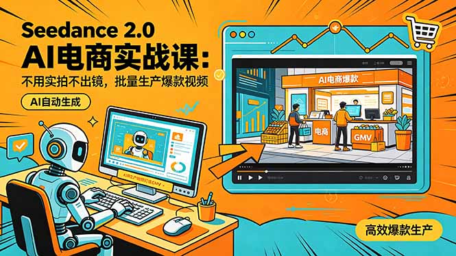 Seedance 2.0 AI电商实战课：不用实拍不出镜，批量生产爆款视频打爆GMV-小艾项目网