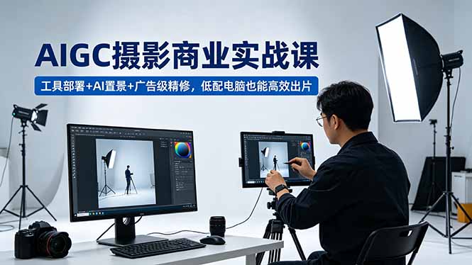 AIGC 摄影商业实战课，工具部署+AI置景+广告级精修，低配电脑也能高效出片-小艾项目网