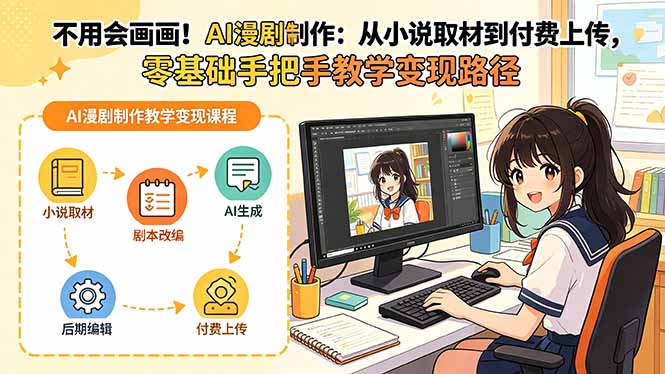 不用会画画！AI漫剧制作：从小说取材到付费上传，零基础手把手教学变现路径-小艾项目网