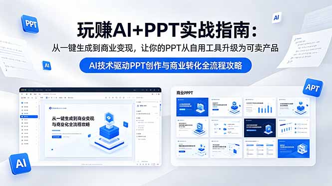 玩赚AI+PPT实战指南-更新5月13：从一键生成到商业变现，让你的PPT从自用工具升级为可卖产品-小艾项目网