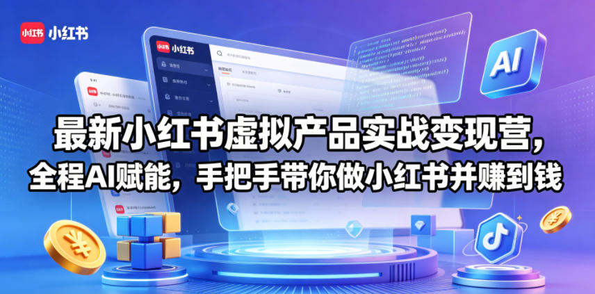 最新小红书虚拟产品实战变现营，全程AI赋能，手把手带你做小红书并赚到钱-小艾项目网