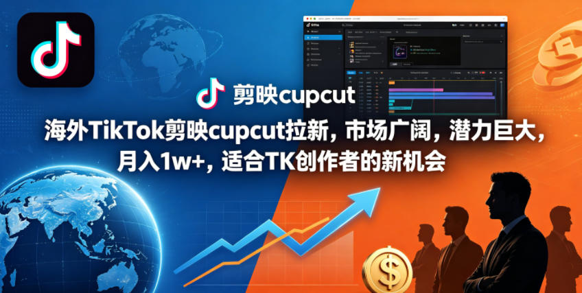 海外TikTok剪映cupcut拉新，市场广阔，潜力巨大，月入1w+，适合TK创作者的新机会-小艾项目网