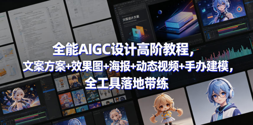 全能AIGC设计高阶教程，文案方案+效果图+海报+动态视频+手办建模，全工具落地带练-小艾项目网