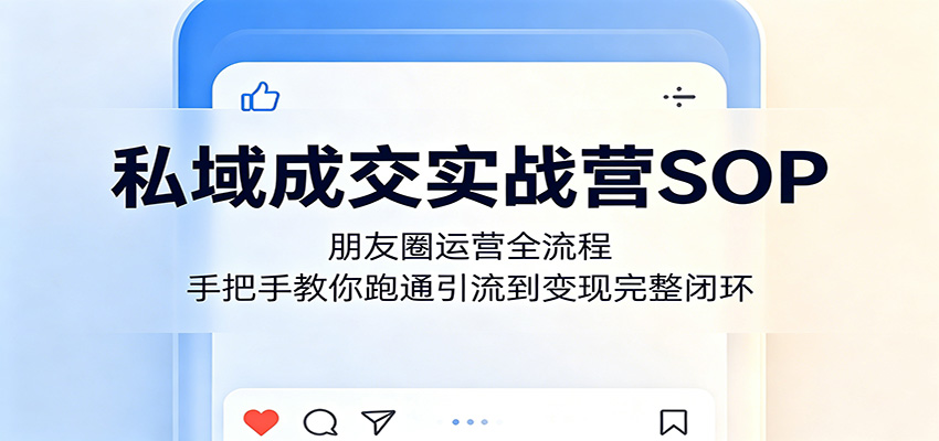 私域成交实战营SOP:朋友圈运营全流程,手把手教你跑通引流到变现完整闭环-小艾项目网