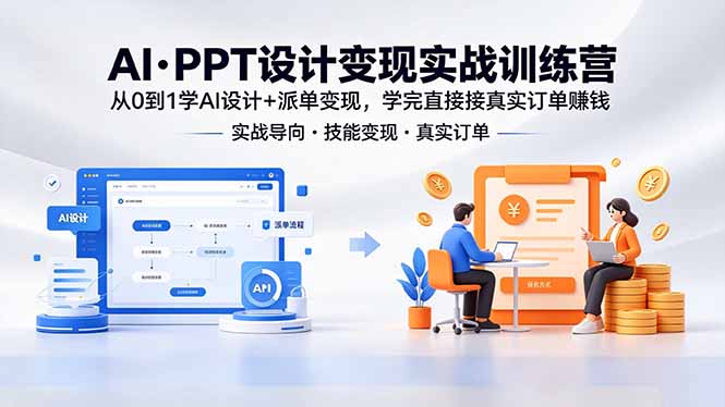 AI·PPT设计变现实战训练营,从0到1学AI设计+派单变现,学完直接接真实订单赚钱-小艾项目网