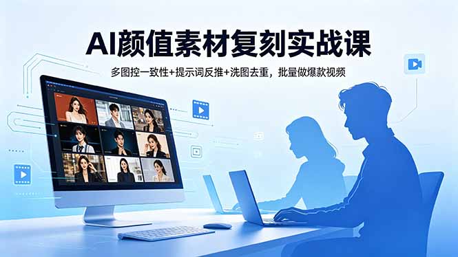 AI颜值素材复刻实战课，多图控一致性+提示词反推+洗图去重，批量做爆款视频-小艾项目网