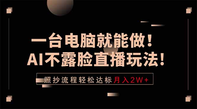 一台电脑就能做！AI不露脸直播玩法，照抄流程轻松达标月入2W+-小艾项目网