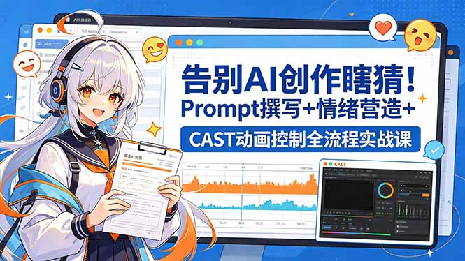 告别AI创作瞎猜！Prompt撰写+情绪营造+CAST动画控制全流程实战课-小艾项目网