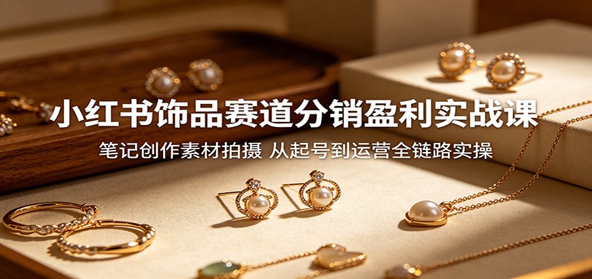 小红书饰品赛道分销盈利实战课：笔记创作素材拍摄，从起号到运营全链路实操-小艾项目网