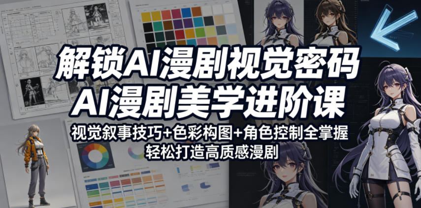 解锁AI漫剧视觉密码，AI漫剧美学进阶课，视觉叙事技巧+色彩构图+角色控制全掌握，轻松打造高质感漫剧-小艾项目网