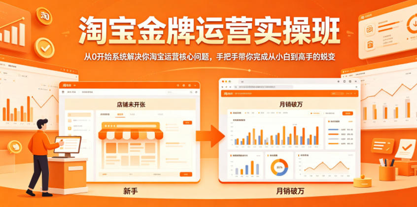 淘宝金牌运营实操班,从0开始系统解决你淘宝运营核心问题,手把手带你完成从小白到高手的蜕变-小艾项目网