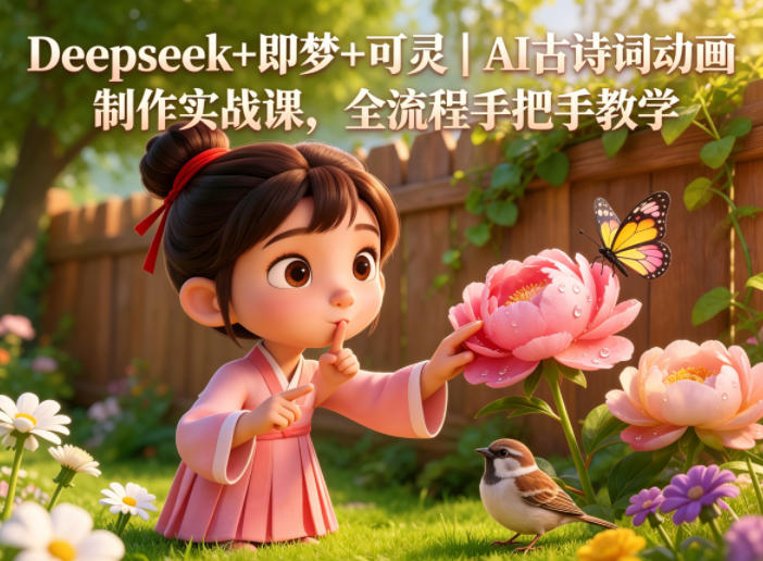 Deepseek+即梦+可灵｜AI古诗词动画制作实战课，全流程手把手教学-小艾项目网