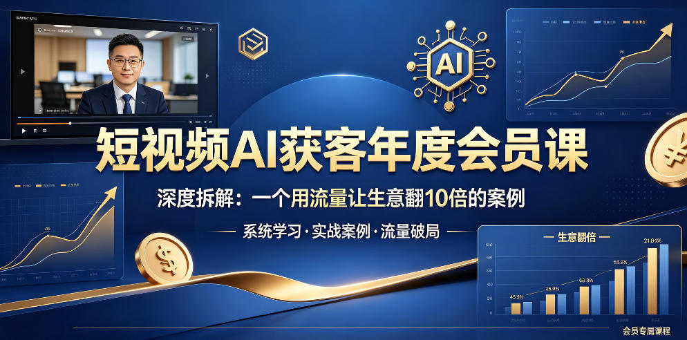 短视频AI获客年度会员课，深度拆解，一个用流量让生意翻10倍的案例-小艾项目网
