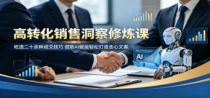 高转化销售洞察修炼课：吃透二十余种成交技巧，借助AI赋能轻松打造走心文案-小艾项目网