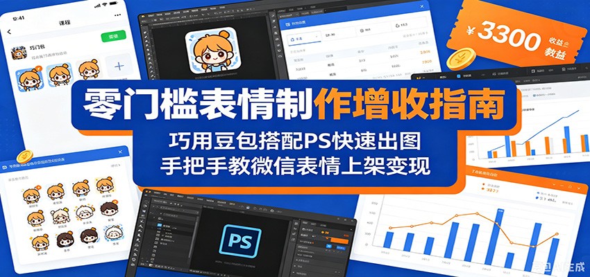 零门槛表情制作增收指南：巧用豆包搭配 PS 快速出图，手把手教微信表情上架变现-小艾项目网