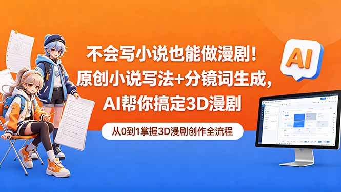 不会写小说也能做漫剧！原创小说写法+分镜词生成，AI帮你搞定3D漫剧-小艾项目网