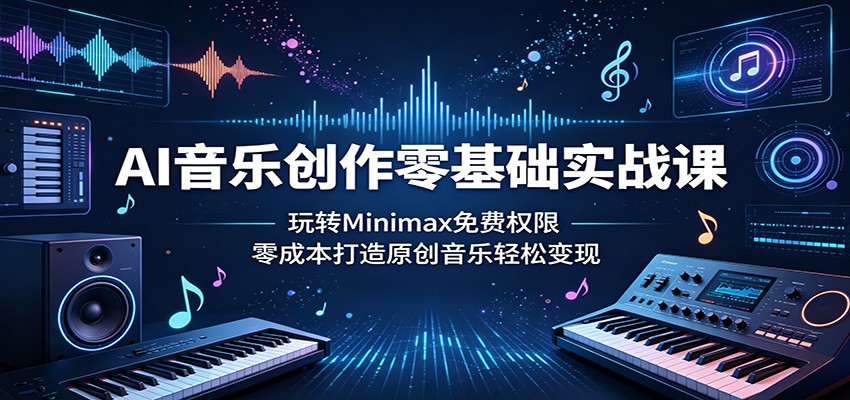 AI音乐创作零基础实战课：玩转Minimax免费权限，零成本打造原创音乐轻松变现-小艾项目网