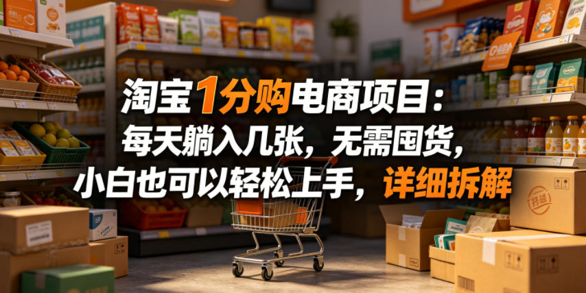 淘宝1分购电商项目：每天躺入几张，无需囤货，小白也可以轻松上手，详细拆解-小艾项目网