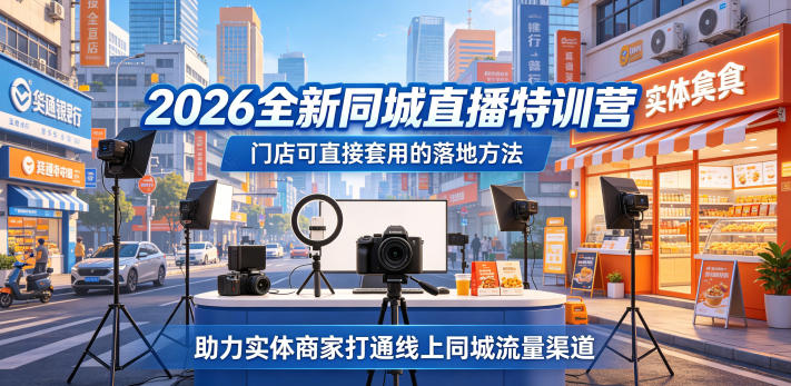 2026全新同城直播特训营，门店可直接套用的落地方法，助力实体商家打通线上同城流量渠道-小艾项目网