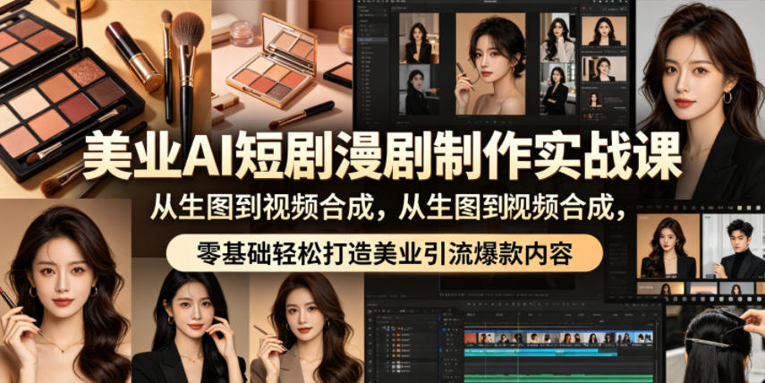 美业AI短剧漫剧制作实战课，从生图到视频合成，零基础轻松打造美业引流爆款内容-小艾项目网