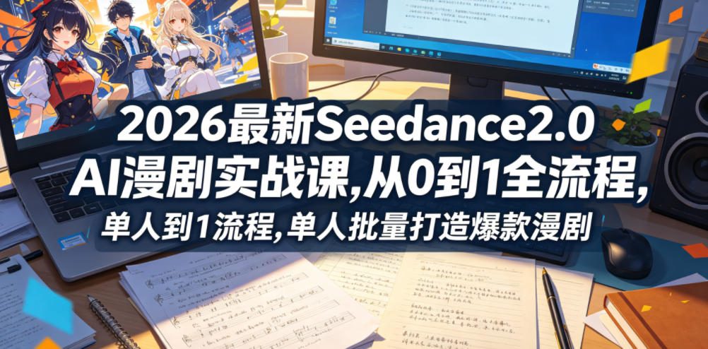 2026最新Seedance2.0 AI漫剧实战课,，从0到1全流程，单人批量打造爆款漫剧-小艾项目网