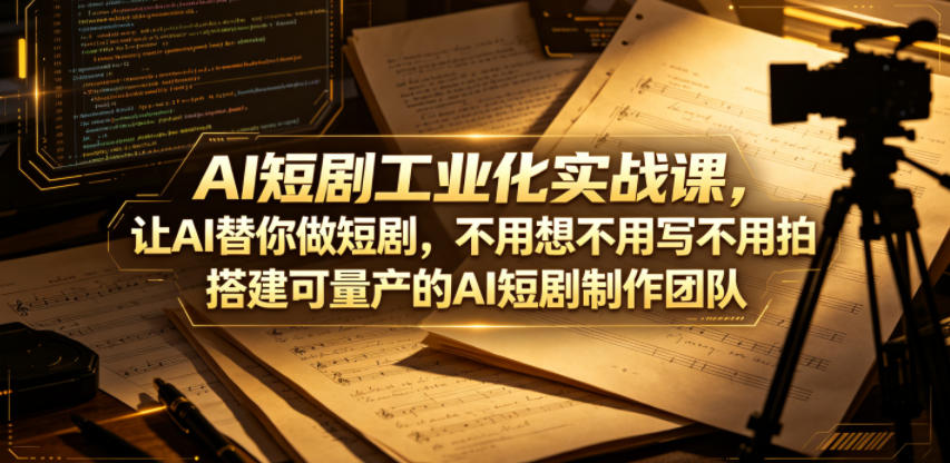 AI短剧工业化实战课，让AI替你做短剧，不用想不用写不用拍，搭建可量产的AI短剧制作团队-小艾项目网