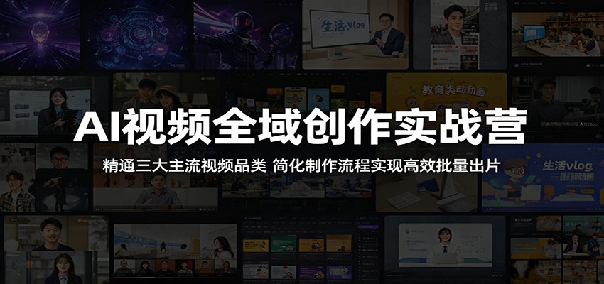 AI视频全域创作实战营：精通三大主流视频品类，简化制作流程实现高效批量出片-小艾项目网