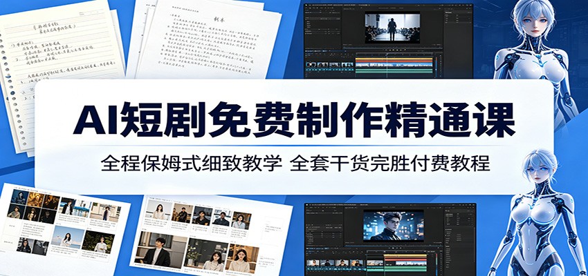 AI短剧免费制作精通课：全程保姆式细致教学，全套干货完胜付费教程-小艾项目网