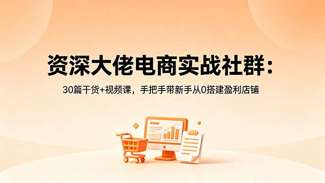 资深大佬电商实战社群：30篇干货+视频课，手把手带新手从0搭建盈利店铺-小艾项目网