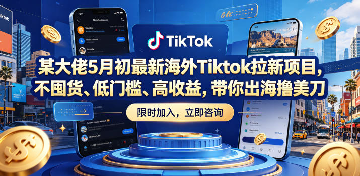 某大佬5月初最新海外Tiktok拉新项目，不囤货、低门槛、高收益，带你出海撸美刀-小艾项目网