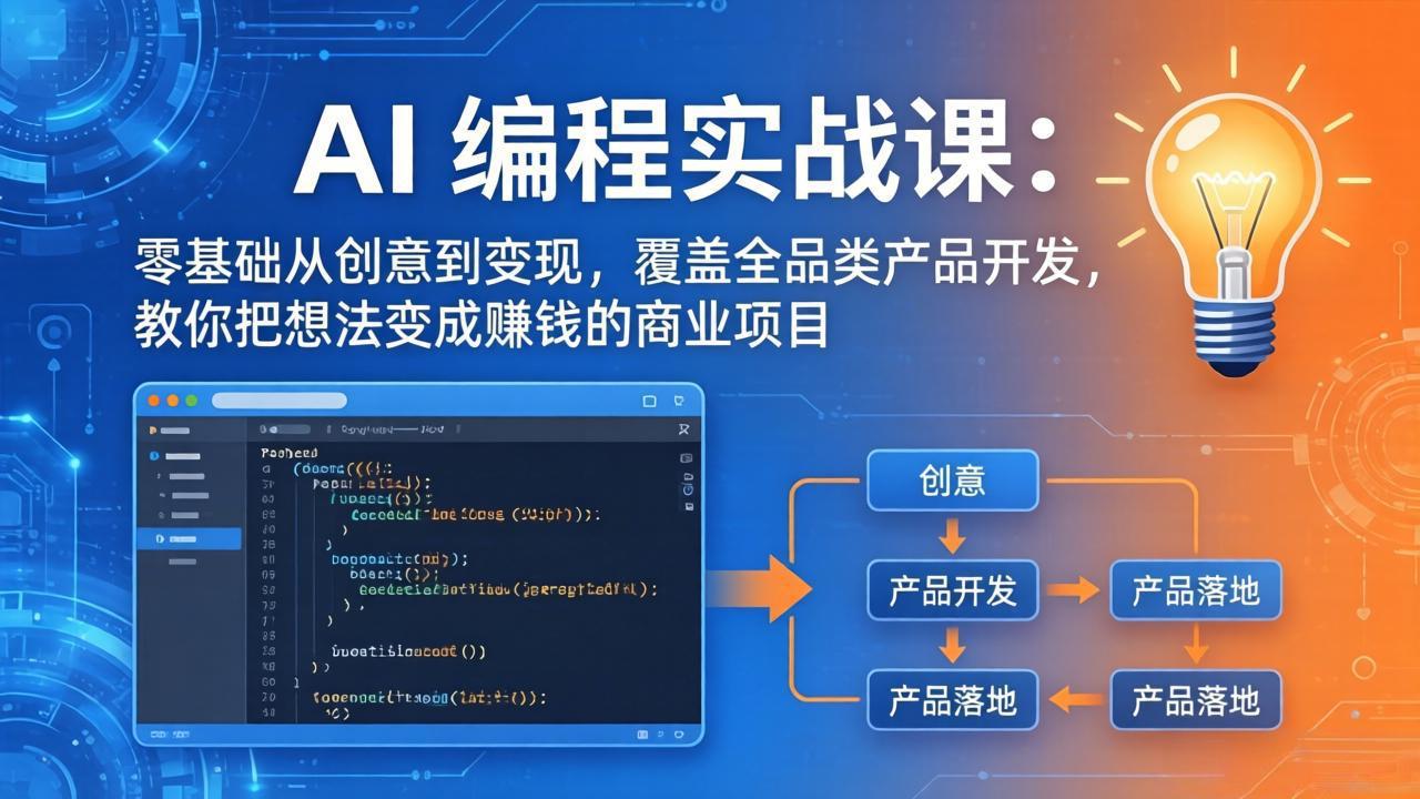 AI编程实战课-第三期-5月19更新:零基础从创意到变现,覆盖全品类产品开发,把想法变成赚钱项目-小艾项目网