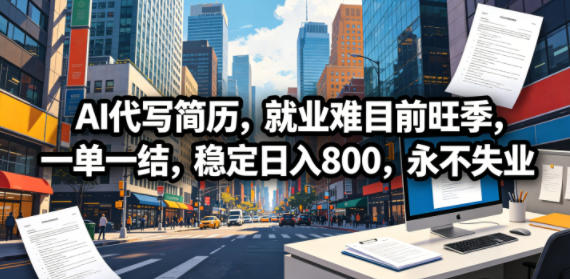 AI代写简历,就业难目前旺季,一单一结,稳定日入800,永不失业-小艾项目网