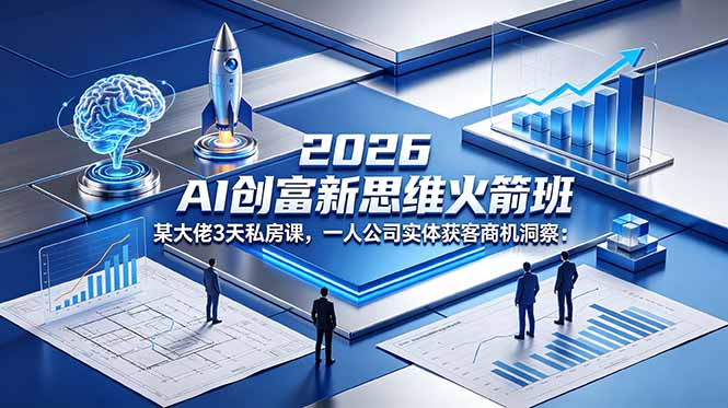2026 AI 创富新思维火箭班：某大佬3天私房课，一人公司实体获客商机洞察-小艾项目网