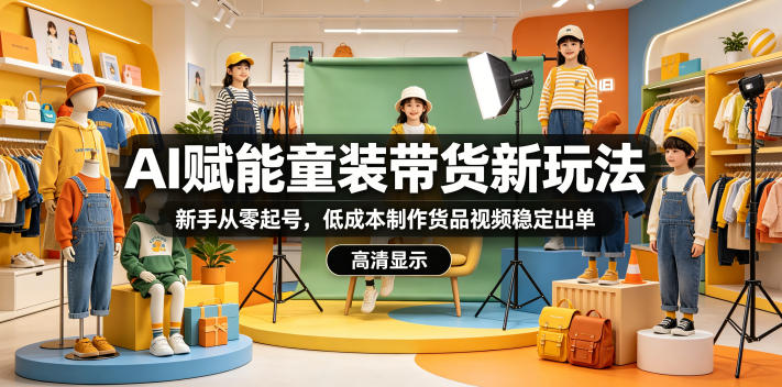 AI赋能童装带货新玩法，新手从零起号，低成本制作货品视频稳定出单-小艾项目网