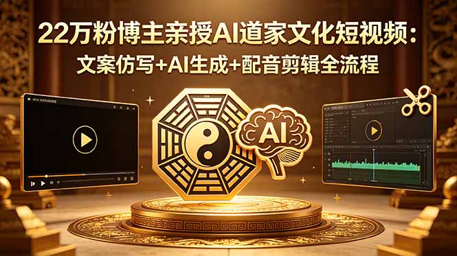 22万粉博主亲授AI道家文化短视频：文案仿写+AI生成+配音剪辑全流程-小艾项目网