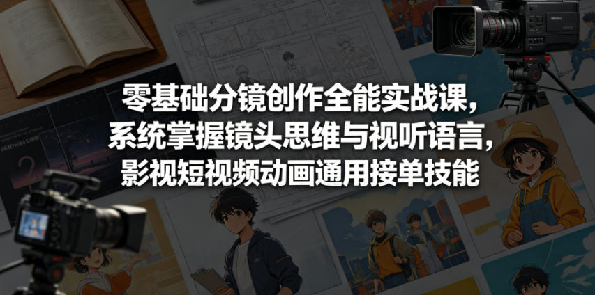 零基础分镜创作全能实战课，系统掌握镜头思维与视听语言，影视短视频动画通用接单技能-小艾项目网