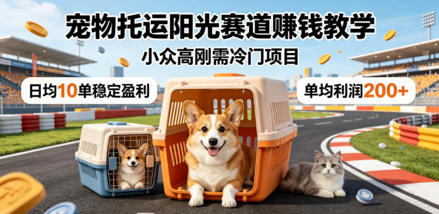 宠物托运阳光赛道賺钱教学，小众高刚需冷门项目，日均10单稳定盈利，单均利润200+-小艾项目网