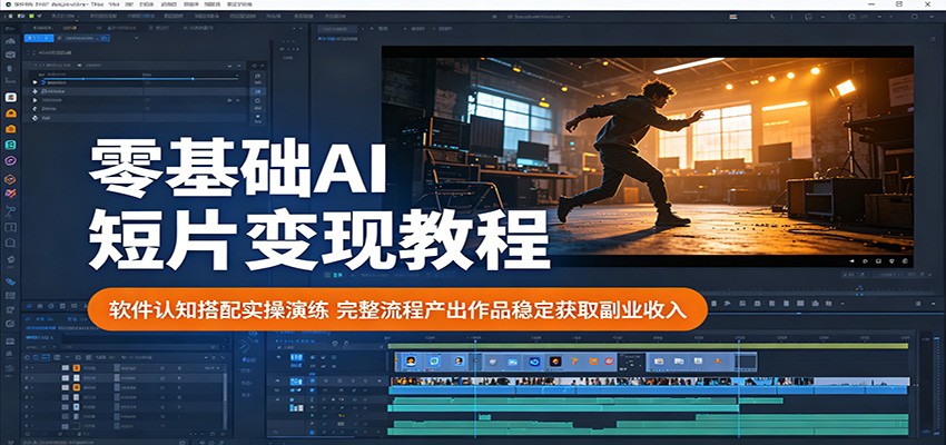 零基础AI短片变现教程:软件认知搭配实操演练,完整流程产出作品稳定获取副业收入-小艾项目网