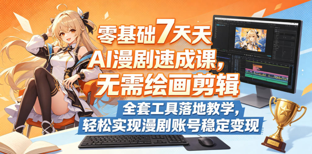 零基础7天AI漫剧速成课，无需绘画剪辑，全套工具落地教学，轻松实现漫剧账号稳定变现-小艾项目网