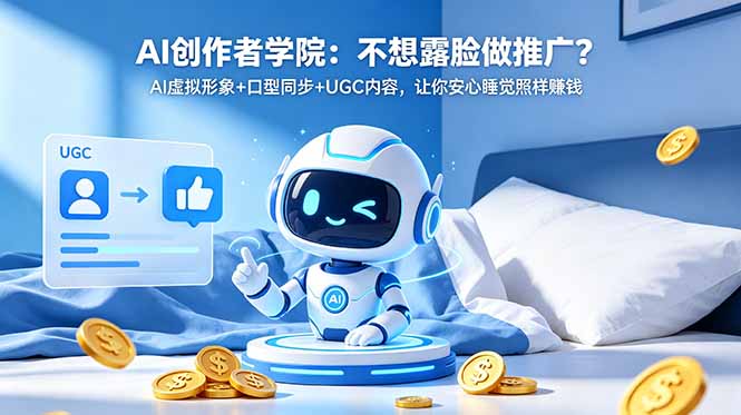 AI创作者学院：不想露脸做推广？AI虚拟形象+口型同步+UGC内容，让你安心睡觉照样赚钱-小艾项目网
