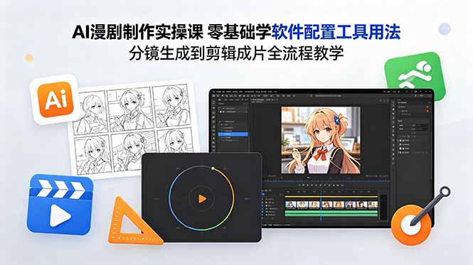 AI漫剧制作实操课 零基础学软件配置工具用法 分镜生成到剪辑成片全流程教学-小艾项目网