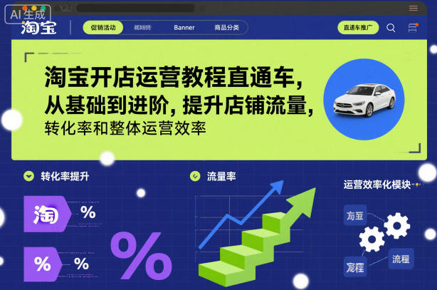 淘宝开店运营教程直通车，从基础到进阶，提升店铺流量，转化率和整体运营效率(更新26年05月27日)-小艾项目网
