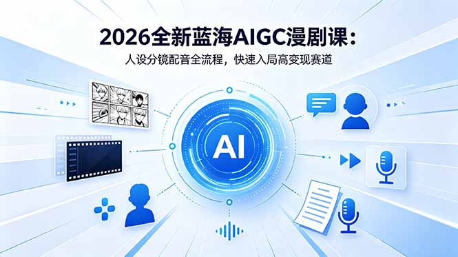 2026全新蓝海AIGC漫剧课：人设分镜配音全流程，快速入局高变现赛道-小艾项目网
