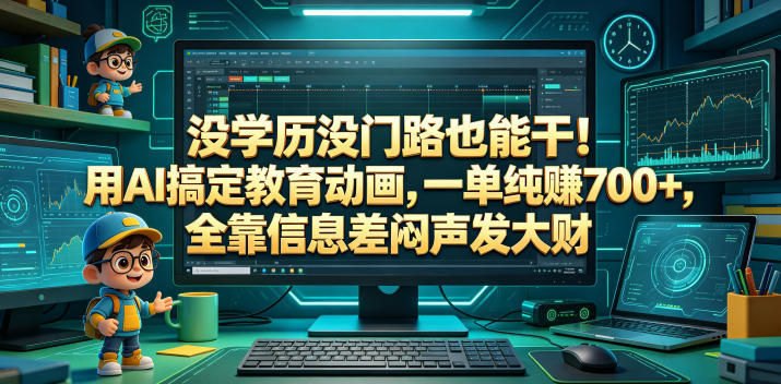 没学历没门路也能干！用AI搞定教育动画，一单纯賺700+，全靠信息差闷声发大财【揭秘】-小艾项目网