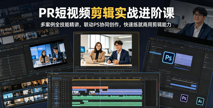 PR短视频剪辑实战进阶课，多案例全技能精讲，联动PS协同创作，快速练就商用剪辑能力-小艾项目网